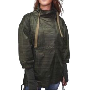 REI Co-op Anorak Jacket Hooded Pullover Olive Green Plaid Lightweight Size XL